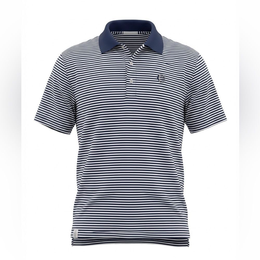 PETER MILLAR MENS POLO SHIRT BLUE WHITE STRIPES SIZE L